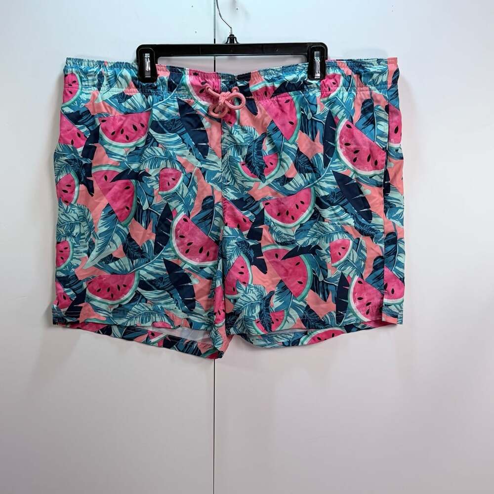 George Mens Watermelon Print Swim Shorts XL 40-42 Tropical Beach Pool Trunks